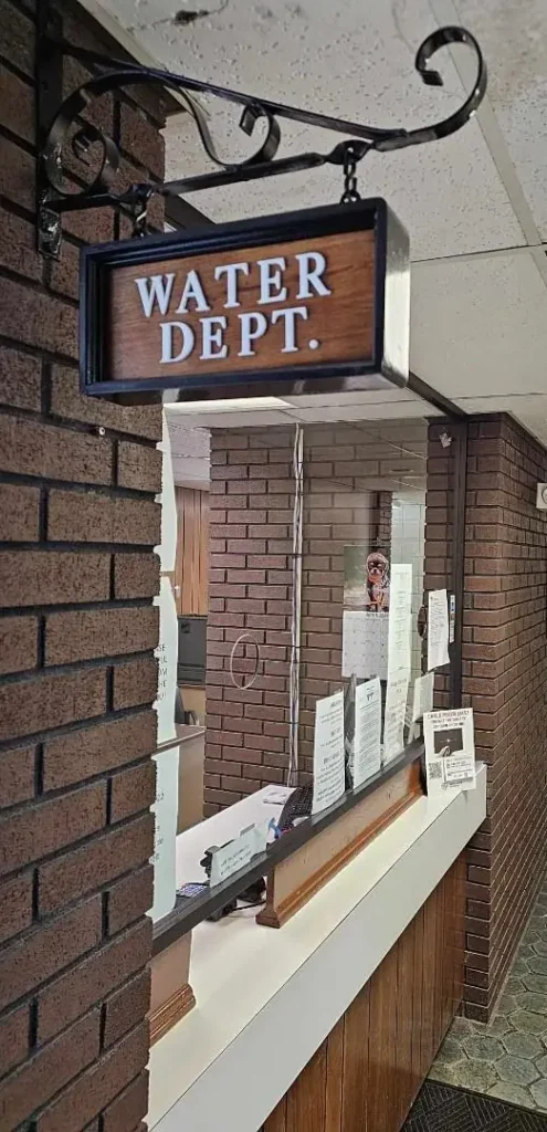 Water department sign